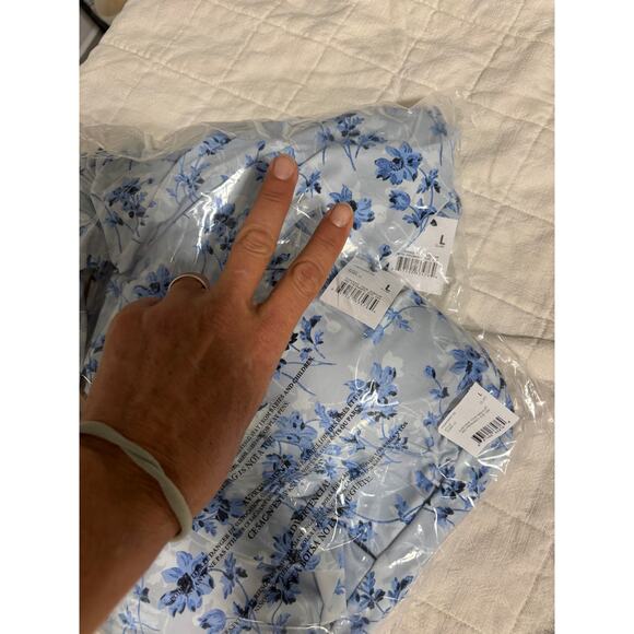 NWT A Pea In The Pod One Piece Swimsuit, Ruffle Strap, Lace Up Back, Floral, L - Picture 9 of 9